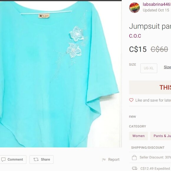 Jumpsuit pants and blouse C.O.C - Picture 2 of 4